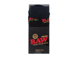Flat lay view of the underside and sole of the RAW Black Crew Socks in deep black. The reinforced contrast stitching on the heel and toe cushions high-impact areas to offer maximum comfort and durability during daily wear.