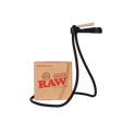 Front angled view of the RAW Hands-Free Smoker Wearable Ash Catcher in black and silver. This innovative neck-worn accessory holds your pre-roll at mouth level while a built-in tray catches the ash, allowing you to smoke completely hands-free while gaming or working.