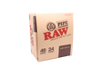 Angled front view of the RAW hemp pipe cleaners display box in natural kraft brown. This retail-ready package contains 48 bundles of natural hemp cleaners used to easily scrub heavy resin out of glass pipes and narrow stems.