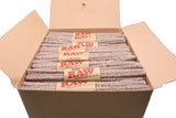 Angled overhead view of the open RAW hemp pipe cleaners box showcasing the brown, red, and black branding. This 48-count display provides unbleached, vegan-friendly tools wrapped around a flexible iron core for maintaining glass pieces.