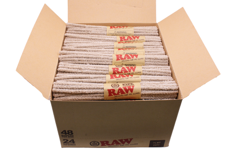 Extreme close-up view of the RAW hemp pipe cleaner bristles in a natural light brown. The highly absorbent, unbleached hemp material provides a naturally abrasive texture designed for heavy-duty cleaning without scratching delicate glass.
