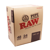 Front view of a single bundled pack of RAW hemp pipe cleaners in a natural tan color. The rough hemp fibers and strong wire core make it easy to reach and scrub deep inside tight, narrow glass airways without breaking.