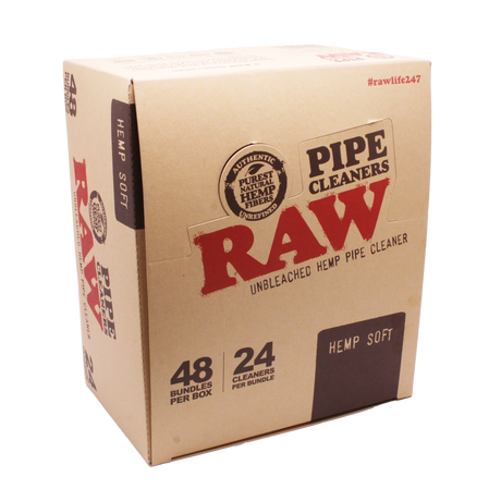 Front view of a single bundled pack of RAW hemp pipe cleaners in a natural tan color. The rough hemp fibers and strong wire core make it easy to reach and scrub deep inside tight, narrow glass airways without breaking.