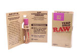 Angled overhead view of the open RAW Terpene Spray SFV OG showing the individual spray bottles ready for use. This spray allows consumers to manually decide the exact intensity of their experience by applying more or less fluid.