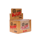 Front view of the RAW x Integra 67g Humidity Control 12-pack retail dispenser box in brown. These high-capacity, zero-salt regulation packs are engineered to actively add or remove moisture to protect bulk dry herbs.