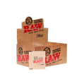 Angled view of the RAW x Integra 8g Humidity Control 60-count retail display box. The fold-out cardboard carton serves as an instant countertop merchandiser for high-turnover single-packet sales of these 62% relative humidity packs.