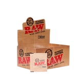 Angled view of the RAW x Integra 8g Humidity Control 60-count retail display box. The fold-out cardboard carton serves as an instant countertop merchandiser for high-turnover single-packet sales of these 62% relative humidity packs.
