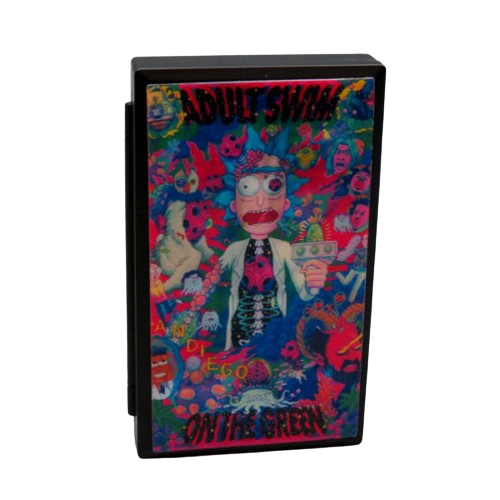 Front view of the Ricky and Morty mini digital scales featuring a variety of assorted 3D lenticular graphic covers. This highly precise 500g x 0.01g pocket scale perfectly combines fan-favorite pop culture art with professional-grade weighing capabilities.