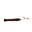 Overhead flat lay view of the Plain Wooden Roach Clips 10 Count Pack in natural wood and silver. Featuring a minimalist wooden handle attached to a sturdy metal alligator clip, these essential smoking accessories securely hold pre-rolls to prevent burned fingers.