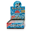Front view of the Skunk Brand flavored rolling papers 1 1/4 size 24-count display box in a vibrant multicolored aesthetic with the iconic skunk logo. This wholesale countertop display case contains a sweet variety of slow-burning hemp papers designed to take the bite out of harsh herbs.