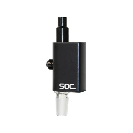 Front view of the SOC Tokes dual use wax vaporizer enail in sleek black. This versatile, portable dab pen functions as both a standalone concentrate vaporizer and a powerful electronic nail for your favorite glass water pipe.