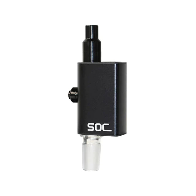 Front view of the SOC Tokes dual use wax vaporizer enail in sleek black. This versatile, portable dab pen functions as both a standalone concentrate vaporizer and a powerful electronic nail for your favorite glass water pipe.