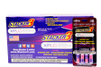 Front angled view of the Stacker 3 XPLC Blaster Pack 24ct display box in metallic orange and black. This bulk wholesale counter box holds 24 individual blister cards, making it an ideal high-margin impulse item for convenience store and smoke shop checkout counters.