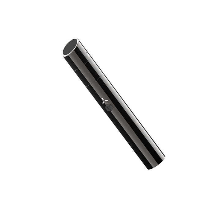 Front standing view of the Stone Smiths' Slash Vaporizer Kit in black. This sleek pen-style concentrate vaporizer features an integrated dab tool and a coilless ceramic heating chamber for a premium wax and oil experience.