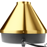rear angled view of the Storz & Bickel Volcano Classic in striking 24-karat gold. This legendary desktop vaporizer features a robust electromechanical design and convection heating for pure dry herb vaporization.