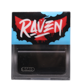 Front view of the Strio Raven 600mAh cartridge battery mod in sleek matte black. This compact, ergonomic 510-thread battery completely conceals your standard oil cartridges for a highly stealthy and protected vaping experience.