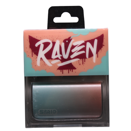 Front view of the Strio Raven 600mAh cartridge battery mod in blue and red. This compact, ergonomic 510-thread battery completely conceals your standard oil cartridges for a highly stealthy and protected vaping experience.
