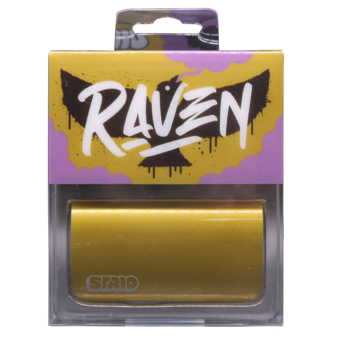 Front view of the Strio Raven 600mAh cartridge battery mod in gold. This compact, ergonomic 510-thread battery completely conceals your standard oil cartridges for a highly stealthy and protected vaping experience.