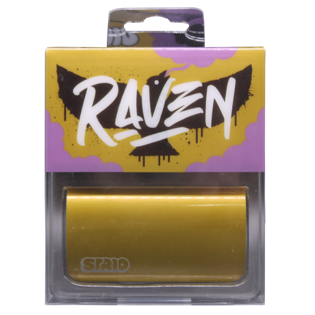 Front view of the Strio Raven 600mAh cartridge battery mod in gold. This compact, ergonomic 510-thread battery completely conceals your standard oil cartridges for a highly stealthy and protected vaping experience.