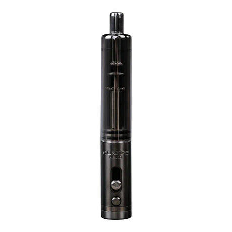 Front view of the Sunakin Sunpipe H20G hybrid water pipe in sleek gunmetal. This highly portable dry herb device features a built-in glass water bubbler to deliver cool, smooth, and perfectly filtered hits on the go.