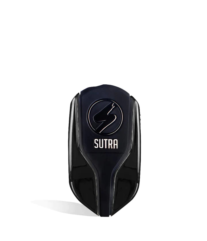 Front view of the Sutra Squeeze 4 Temp vaporizer in sleek black. This highly ergonomic, flask-shaped 510-thread battery is perfectly contoured to fit naturally in the palm of your hand for stealthy, comfortable oil cartridge vaping.
