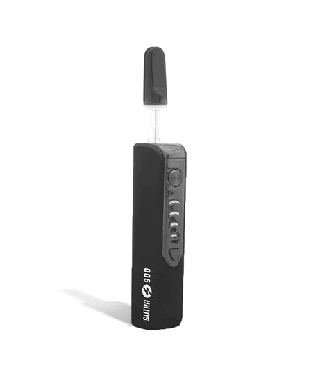 Front view of the Sutra Stik 900mAh cartridge vaporizer battery in sleek black. This stealthy, high-capacity 510-thread vaporizer conceals and protects your favorite oil cartridges within its body while providing exceptional battery life for all-day use.