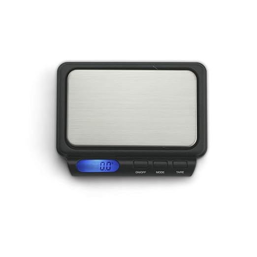 Front angled view of the Truweigh Zenith digital scale in sleek black. This durable pocket scale features a 600g maximum capacity and precise 0.1g readability for accurately measuring loose botanical herbs and solid concentrates.