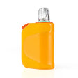 Front view of the URB Clicker 510 battery in mango. This highly discreet, car key fob-style vaporizer battery perfectly conceals your standard oil cartridges for ultimate stealth and portability.