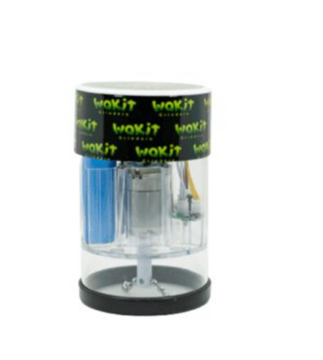 Front view of the Wakit Grinders KLR Series electric grinder. This revolutionary rechargeable grinder uses a patented ball-and-chain mechanism to effortlessly prep your dry herbs in seconds.