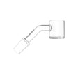 Side view of the White Rhino 14mm 45-Degree Male Quartz Banger in clear polished glass. This high-quality quartz nail features a distinct 45-degree angled neck to keep the concentrate bucket perfectly level on slanted water pipes and dab rigs.