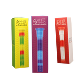 Three white rhino adjustable downstems in three different color combinations.