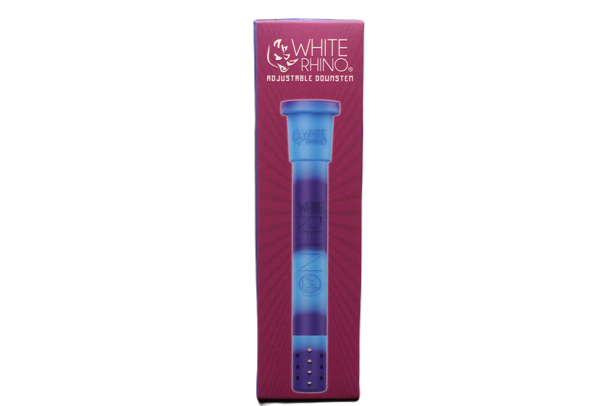 white rhino adjustable downstem in a light and dark blue color combination.