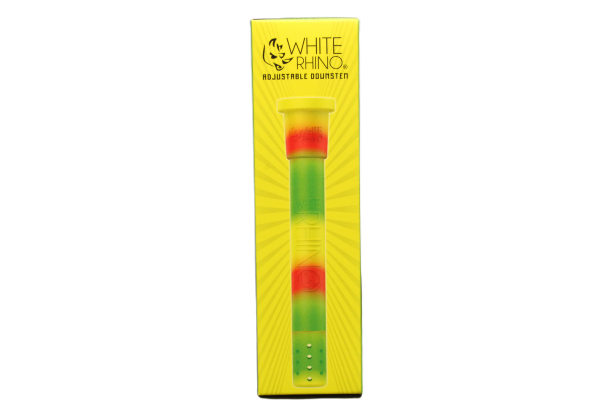 white rhino adjustable downstem in a yellow, red and green color combination.
