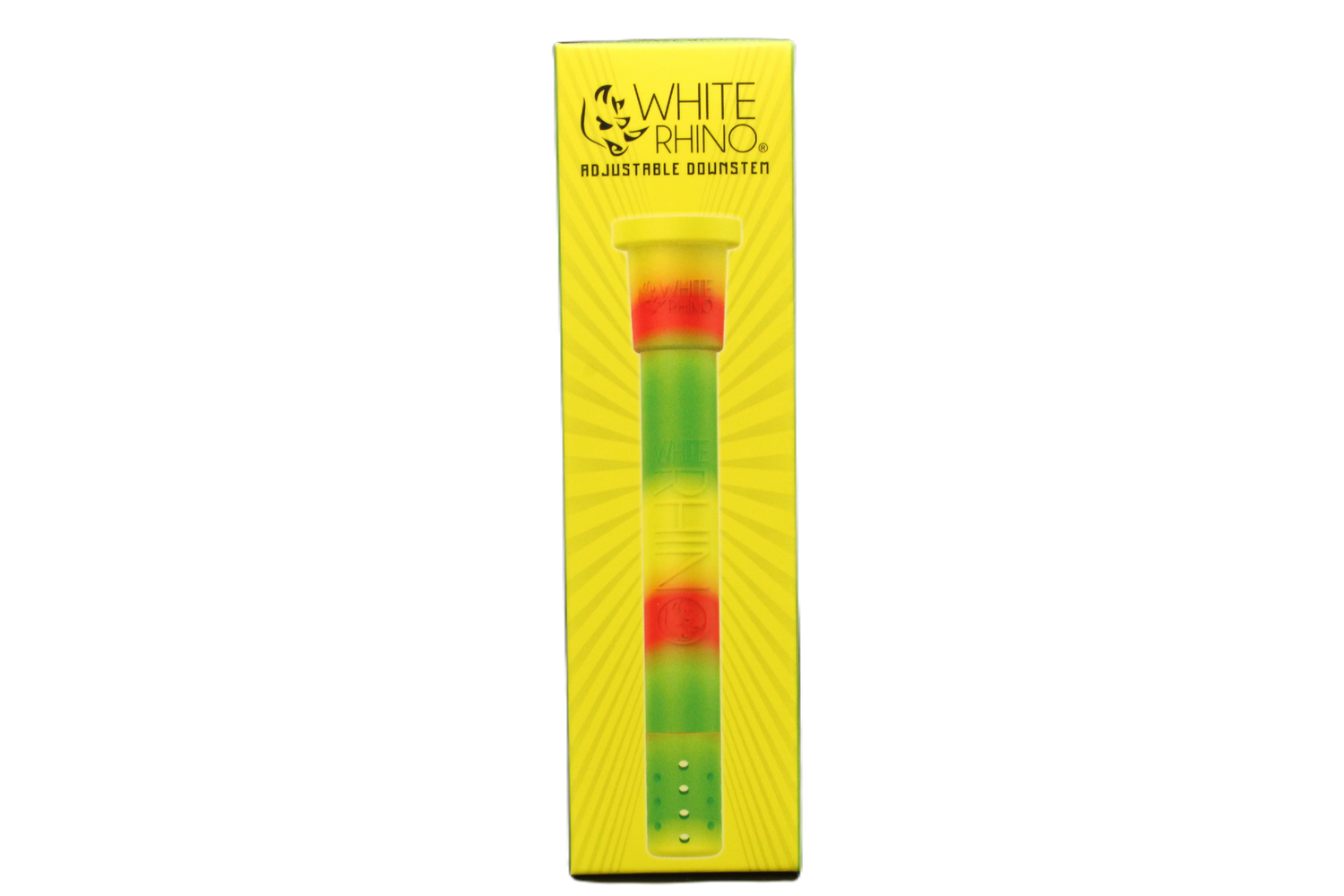 white rhino adjustable downstem in a yellow, red and green color combination.