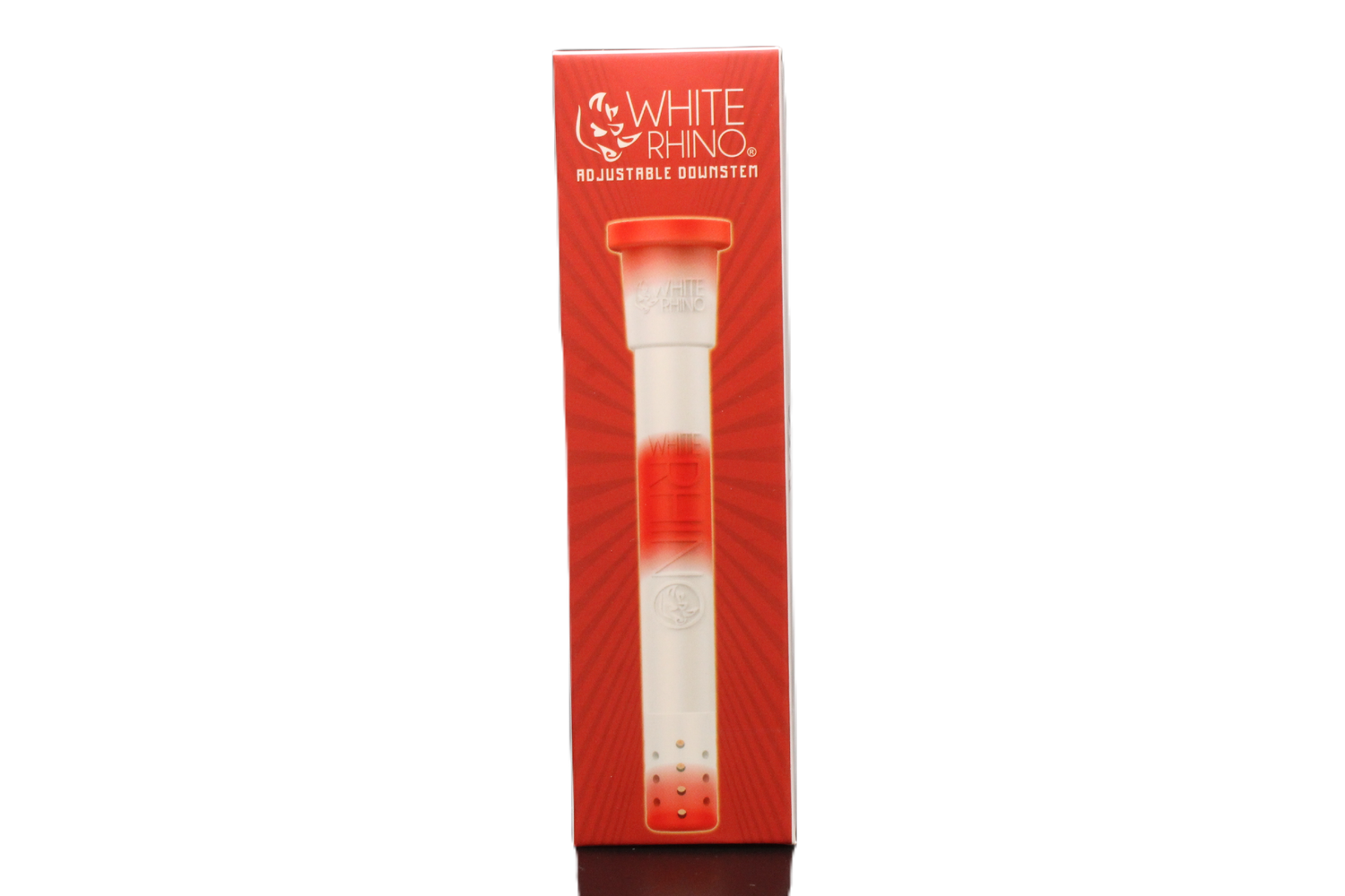white rhino adjustable downstem in a red and white color combination.