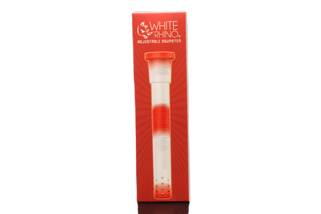 white rhino adjustable downstem in a red and white color combination.