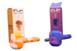 Two White Rhino Flip Hand Pipes, one with a straw attachment for nectar collection and one without, in various colors.