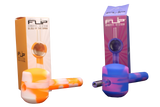 Two White Rhino Flip Hand Pipes, one with a straw attachment for nectar collection and one without, in various colors.