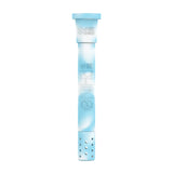 Front view of the White Rhino silicone downstem in blue and white. This highly durable, unbreakable silicone replacement downstem includes a glass bowl and fits standard water pipes seamlessly.