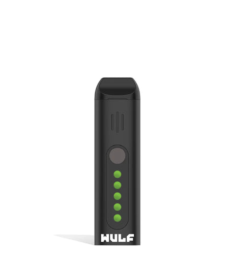 Front view of the Wulf Flora portable dry herb vaporizer in black finish. This sleek, travel-friendly flower vaporizer features an anodized aluminum chassis and precision temperature control for optimal flavor extraction.