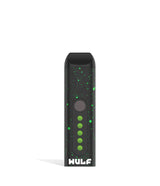 Front view of the Wulf Flora portable dry herb vaporizer limited edition in a striking black and green spatter finish. This sleek, travel-friendly flower vaporizer features an anodized aluminum chassis and precision temperature control for optimal flavor extraction.