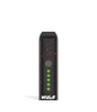 Front view of the Wulf Flora portable dry herb vaporizer limited edition in a striking black and red spatter finish. This sleek, travel-friendly flower vaporizer features an anodized aluminum chassis and precision temperature control for optimal flavor extraction.