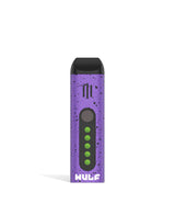 Front view of the Wulf Flora portable dry herb vaporizer limited edition in a striking purple and black spatter finish. This sleek, travel-friendly flower vaporizer features an anodized aluminum chassis and precision temperature control for optimal flavor extraction.