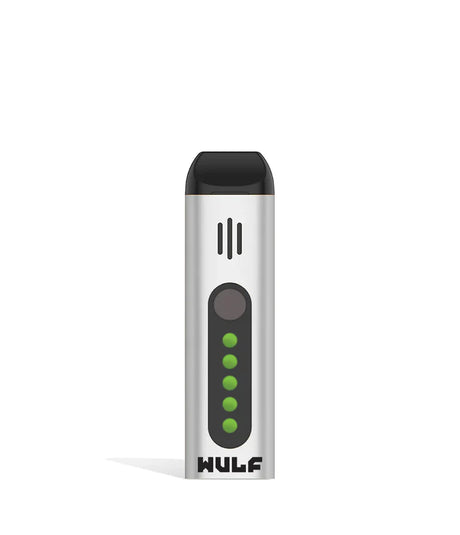 Front view of the Wulf Flora portable dry herb vaporizer in a white finish. This sleek, travel-friendly flower vaporizer features an anodized aluminum chassis and precision temperature control for optimal flavor extraction.