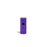 Front standing view of the Wulf Kodo 400mAh cartridge battery in a purple and black splatter colorway. This ultra-compact 510-thread battery is designed for oil cartridges and features three voltage settings along with a 10-second preheat function.