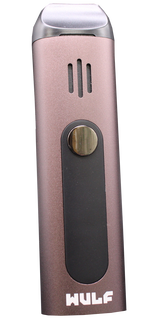 Front view of the Wulf Mods Flora vaporizer in sleek silver. The device includes an intuitive OLED display and temperature control buttons for precise botanical heating.