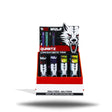 Front angled view of the Wulf Mods Quartz Concentrate Tank 12-Pack display box in sleek black and white. This bulk wholesale counter caddy holds twelve individually packaged replacement heating tanks, making it a perfect impulse item for dispensary countertops.