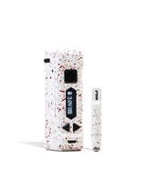 Front view of the Wulf Uni Pro Max cartridge vaporizer showcasing its signature colorful splatter finish on a white chassis. This dynamic 510-threaded box mod features a crystal-clear LED screen and a 650mAh battery for highly customized sessions.