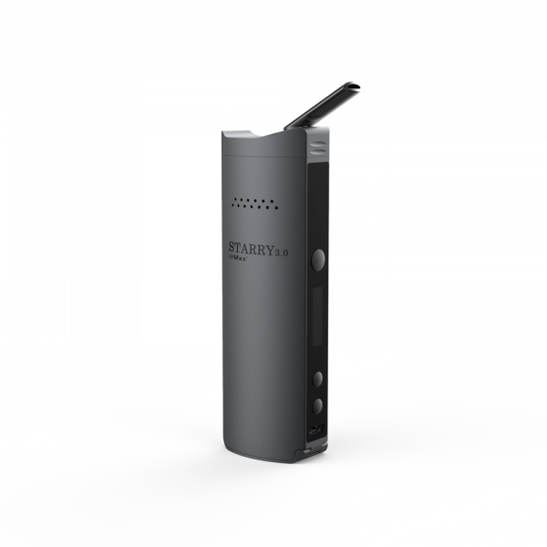 Front standing view of the XVAPE Starry 3.0 Vaporizer Kit in sleek black. This portable conduction vaporizer features a premium anodized aluminum body and a swiveling zirconia mouthpiece designed for smooth dry herb vaping.