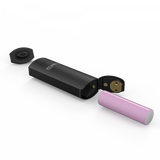 Bottom angled view of the XVAPE Starry 3.0 in black with the bottom battery door unlatched. The device showcases a removable and replaceable 18650 battery that gives users the freedom to swap power cells on the go.